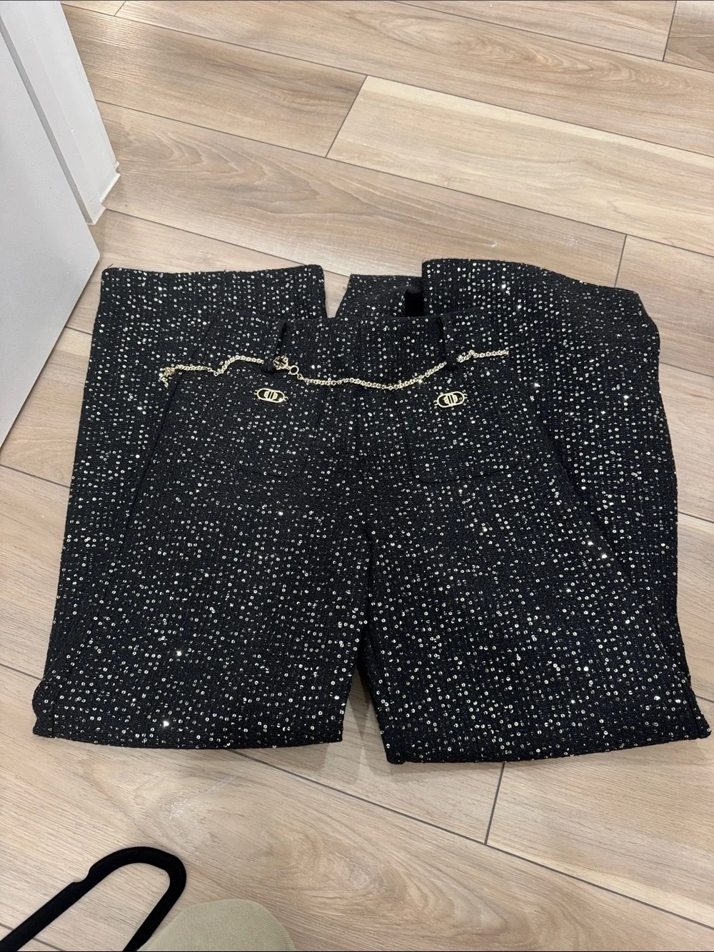 Maje Black Sequin Vest with Gold-Tone Details